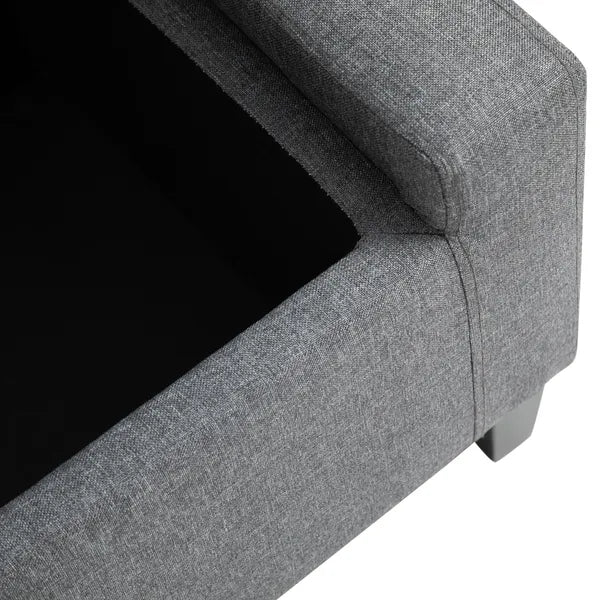 HOMCOM Linen Upholstered Storage Ottoman with Lift-Top Design Space-Saving Gray - product image 8