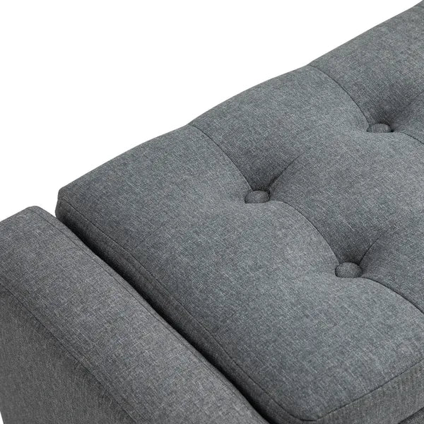 HOMCOM Linen Upholstered Storage Ottoman with Lift-Top Design Space-Saving Gray - product image 6