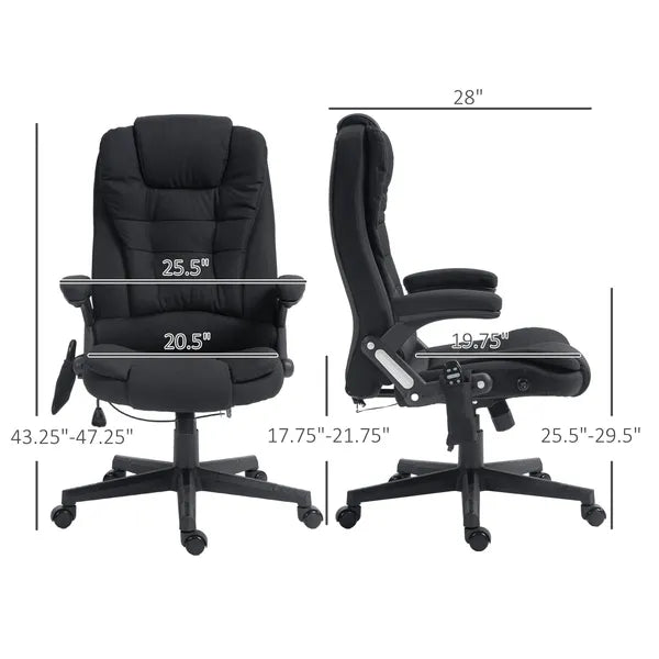 Vinsetto Linen Vibrating Massage Heat Office Chair High Back Recliner Padded Armrests Remote Control Black - product image 3