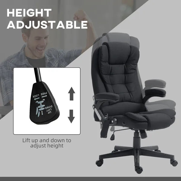 Vinsetto Linen Vibrating Massage Heat Office Chair High Back Recliner Padded Armrests Remote Control Black - product image 5