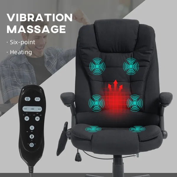 Vinsetto Linen Vibrating Massage Heat Office Chair High Back Recliner Padded Armrests Remote Control Black - product image 4