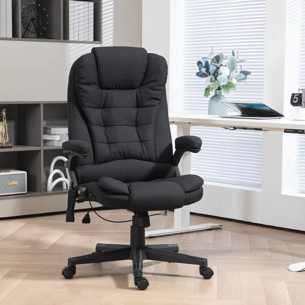 Vinsetto Linen Vibrating Massage Heat Office Chair High Back Recliner Padded Armrests Remote Control Black - product image 2