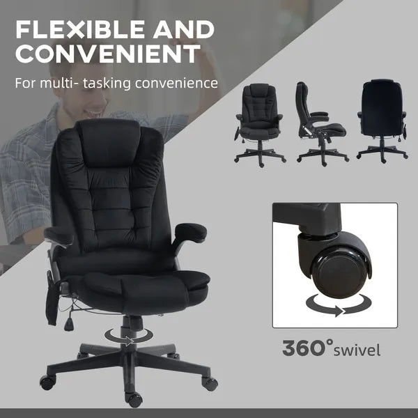Vinsetto Linen Vibrating Massage Heat Office Chair High Back Recliner Padded Armrests Remote Control Black - product image 8