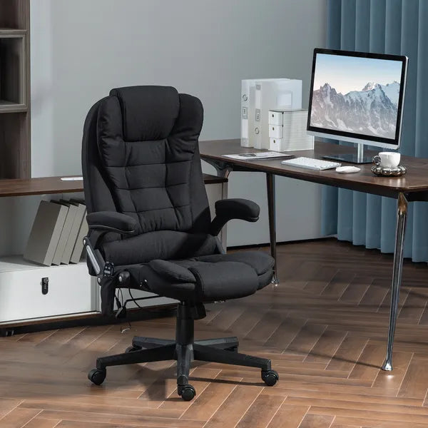 Vinsetto Linen Vibrating Massage Heat Office Chair High Back Recliner Padded Armrests Remote Control Black - product image 10