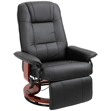 HOMCOM Living Room Relaxation: Black Faux Leather Swivel Recliner with Adjustable Footrest - product image 1