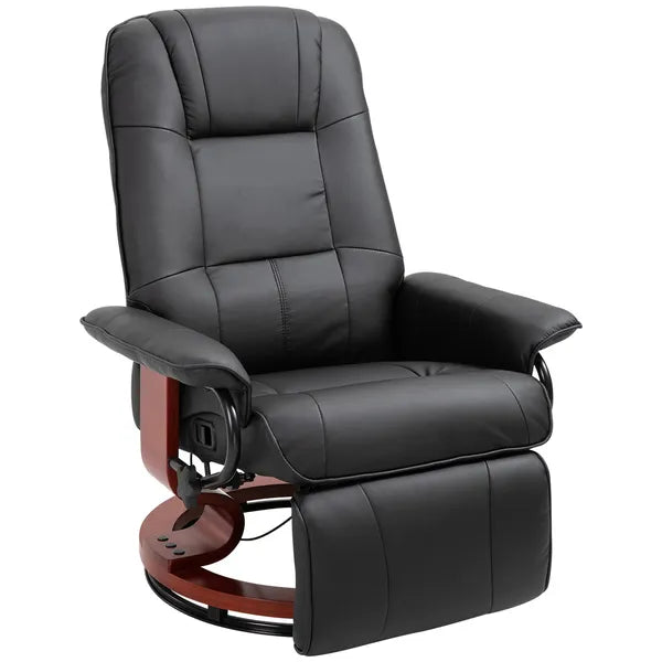 HOMCOM Living Room Relaxation: Black Faux Leather Swivel Recliner with Adjustable Footrest - product image 1