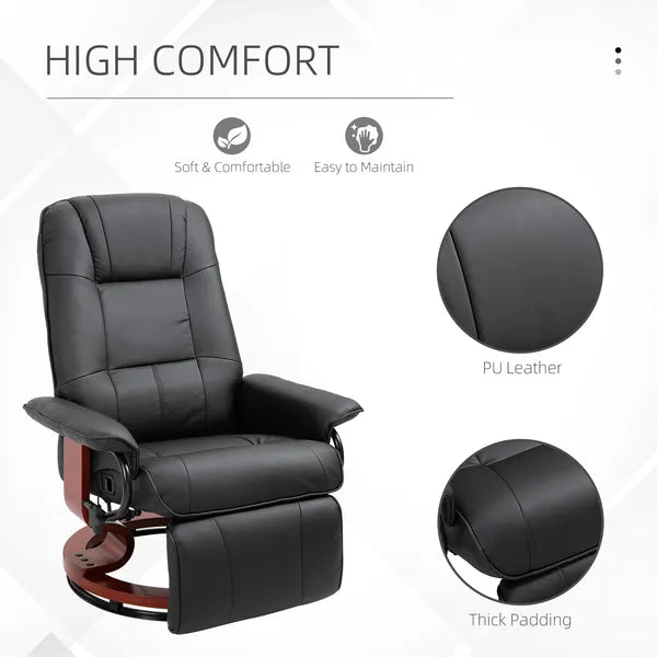 HOMCOM Living Room Relaxation: Black Faux Leather Swivel Recliner with Adjustable Footrest - product image 6