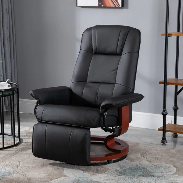 HOMCOM Living Room Relaxation: Black Faux Leather Swivel Recliner with Adjustable Footrest - product image 8