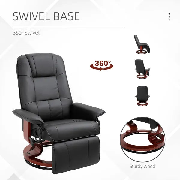 HOMCOM Living Room Relaxation: Black Faux Leather Swivel Recliner with Adjustable Footrest - product image 7