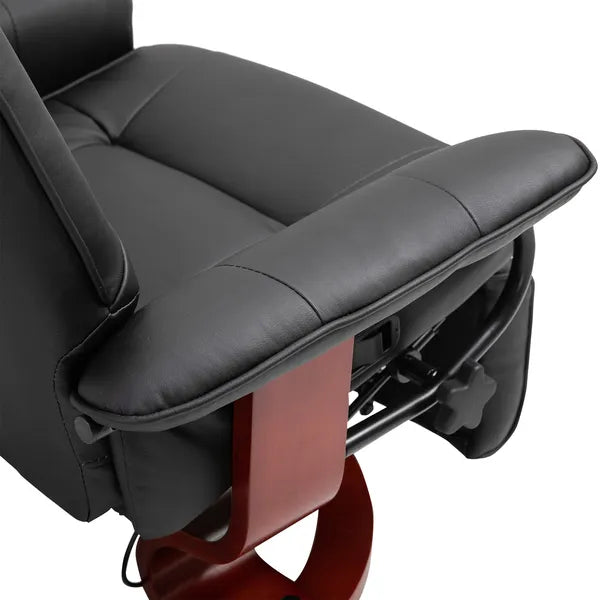 HOMCOM Living Room Relaxation: Black Faux Leather Swivel Recliner with Adjustable Footrest - product image 12