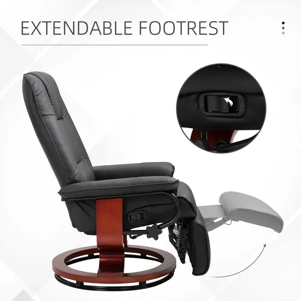 HOMCOM Living Room Relaxation: Black Faux Leather Swivel Recliner with Adjustable Footrest - product image 5