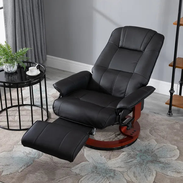 HOMCOM Living Room Relaxation: Black Faux Leather Swivel Recliner with Adjustable Footrest - product image 9
