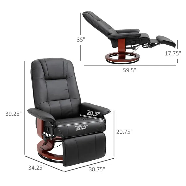 HOMCOM Living Room Relaxation: Black Faux Leather Swivel Recliner with Adjustable Footrest - product image 3