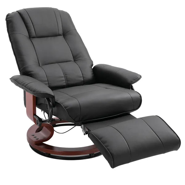 HOMCOM Living Room Relaxation: Black Faux Leather Swivel Recliner with Adjustable Footrest - product image 14