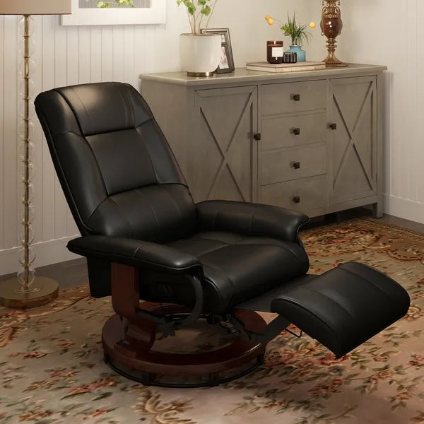 HOMCOM Living Room Relaxation: Black Faux Leather Swivel Recliner with Adjustable Footrest - product image 2