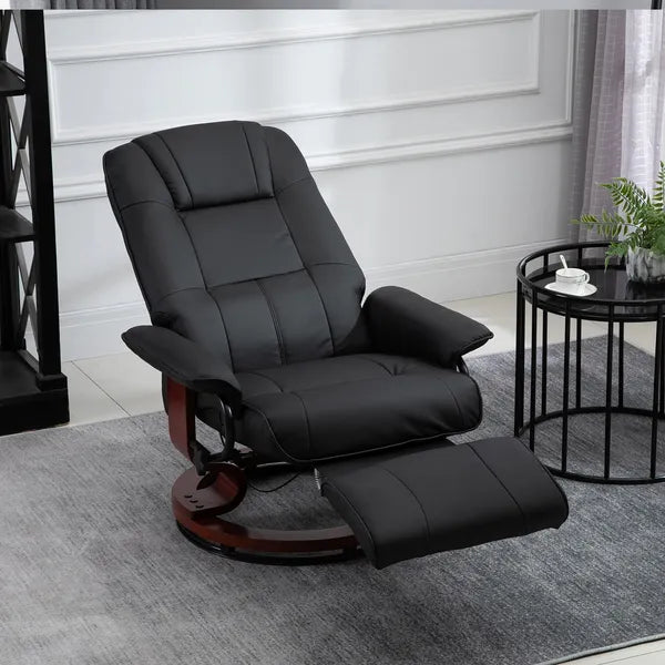 HOMCOM Living Room Relaxation: Black Faux Leather Swivel Recliner with Adjustable Footrest - product image 10