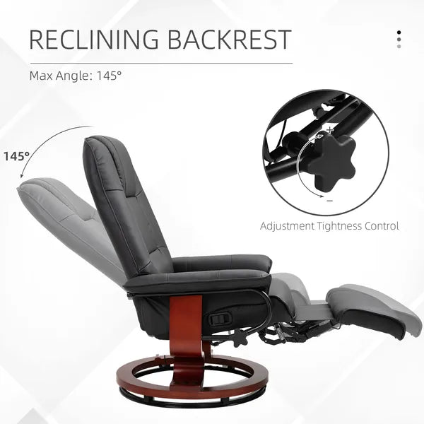 HOMCOM Living Room Relaxation: Black Faux Leather Swivel Recliner with Adjustable Footrest - product image 4