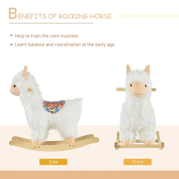 Llama Sheep Plush Rocking Horse with Handle Grip and Saddle, Ages 18 to 36 Months, White - product image 5