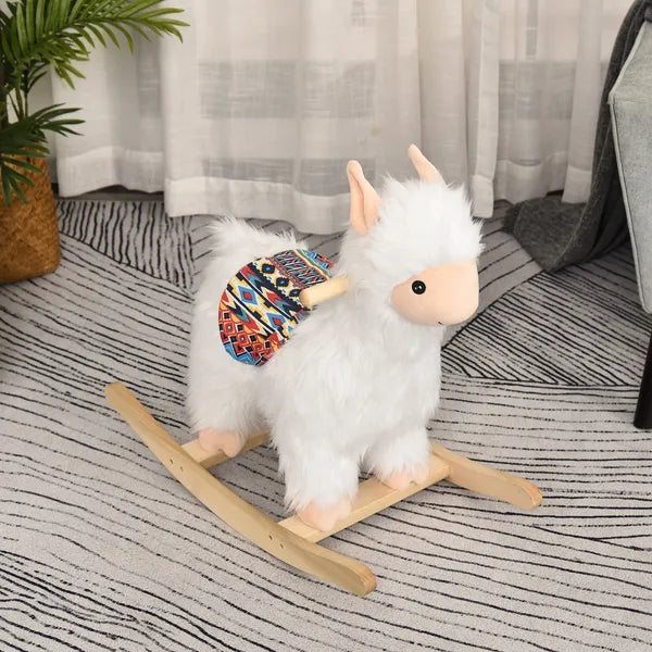 Llama Sheep Plush Rocking Horse with Handle Grip and Saddle, Ages 18 to 36 Months, White - product image 8