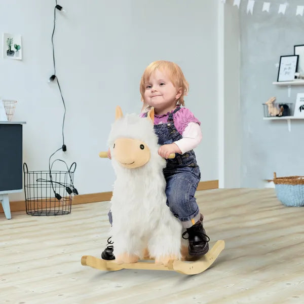 Llama Sheep Plush Rocking Horse with Handle Grip and Saddle, Ages 18 to 36 Months, White - product image 2