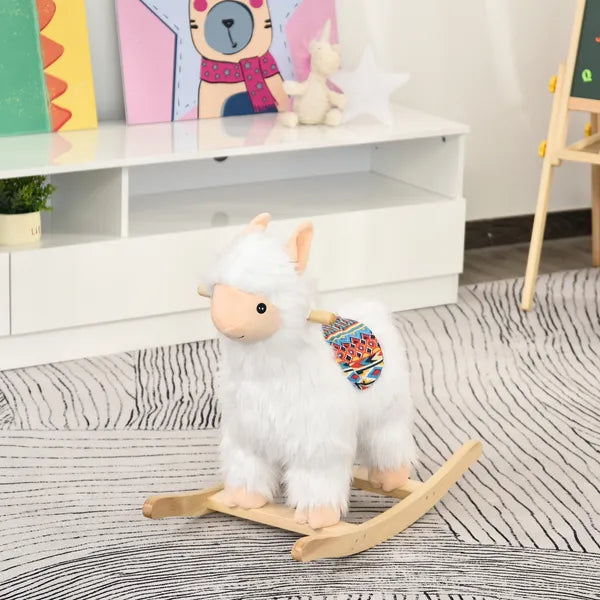 Llama Sheep Plush Rocking Horse with Handle Grip and Saddle, Ages 18 to 36 Months, White - product image 10