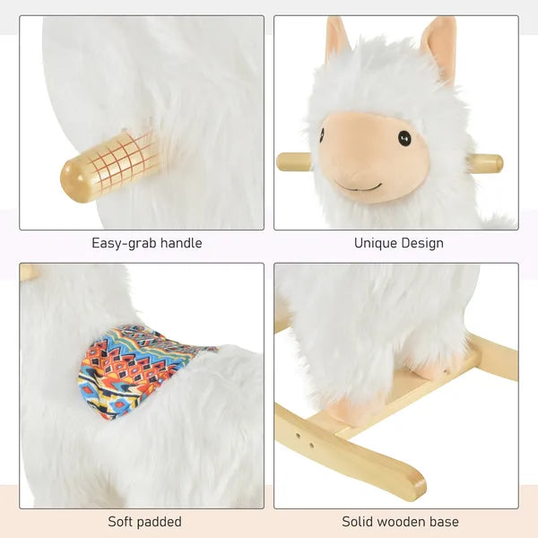 Llama Sheep Plush Rocking Horse with Handle Grip and Saddle, Ages 18 to 36 Months, White - product image 6