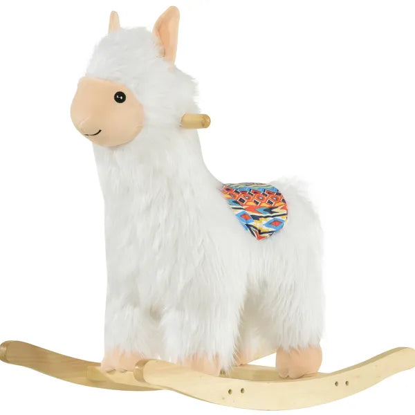 Llama Sheep Plush Rocking Horse with Handle Grip and Saddle, Ages 18 to 36 Months, White - product image 1