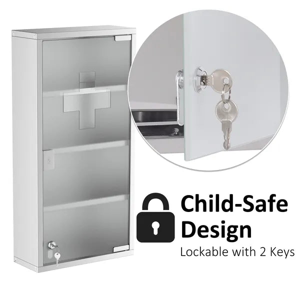Lockable Medicine Cabinet 12"x24", 4 Tier, Stainless Steel, Bathroom Wall Box with Shelves - product image 5