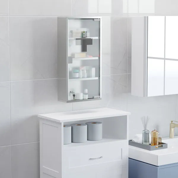 Lockable Medicine Cabinet 12"x24", 4 Tier, Stainless Steel, Bathroom Wall Box with Shelves - product image 2