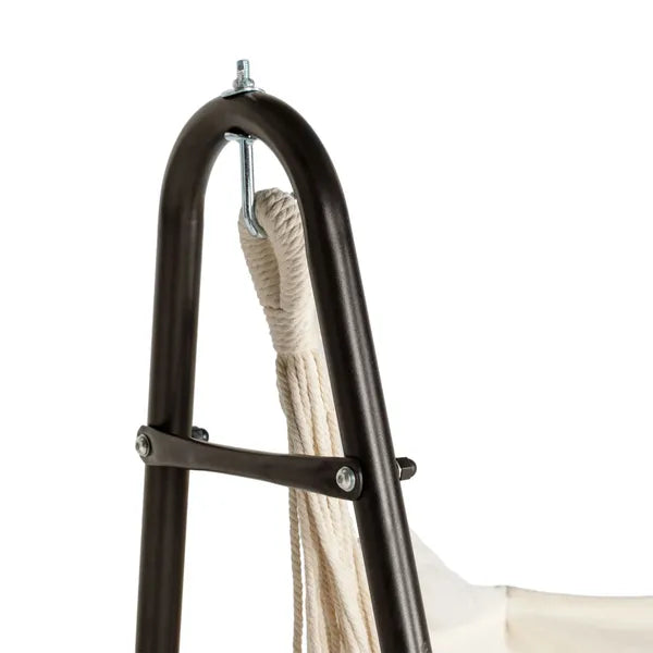 Outsunny Lounge Hammock Chair with Curved Stand and Storage, Two-Tone Cream and Brown - product image 7