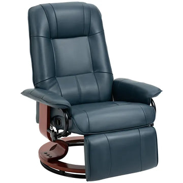 Lounging : Blue Faux Leather Swivel Recliner with Adjustable Footrest - product image 1