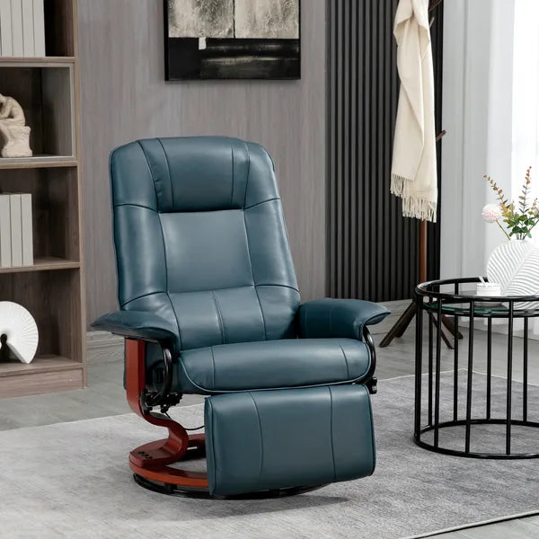 Lounging : Blue Faux Leather Swivel Recliner with Adjustable Footrest - product image 8