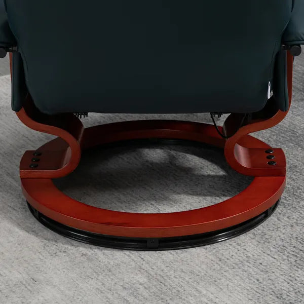 Lounging : Blue Faux Leather Swivel Recliner with Adjustable Footrest - product image 11