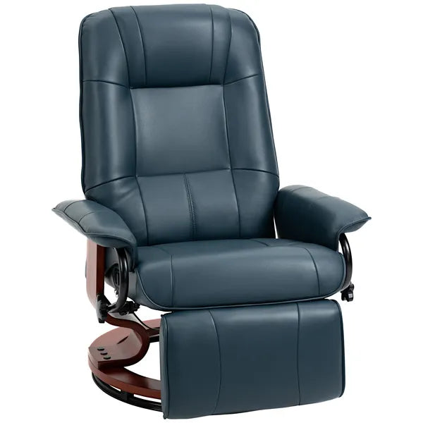 Lounging : Blue Faux Leather Swivel Recliner with Adjustable Footrest - product image 12