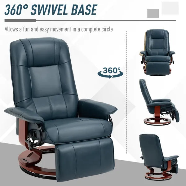 Lounging : Blue Faux Leather Swivel Recliner with Adjustable Footrest - product image 5