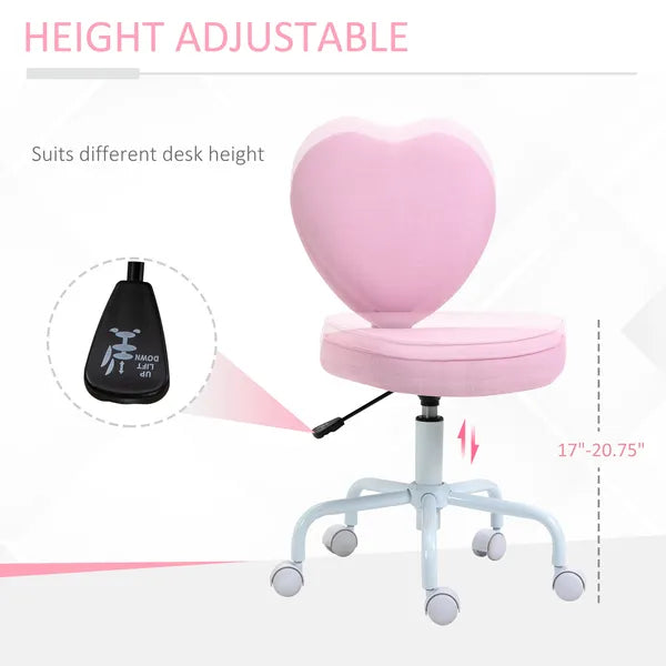 HOMCOM Love Shape Swivel Leisure Chair on Wheels Upholstery Home Office Computer Chair Linen Fabric Vanity Seat for Girls Women - product image 4