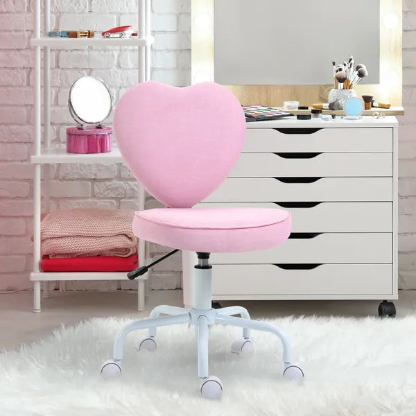 HOMCOM Love Shape Swivel Leisure Chair on Wheels Upholstery Home Office Computer Chair Linen Fabric Vanity Seat for Girls Women - product image 10