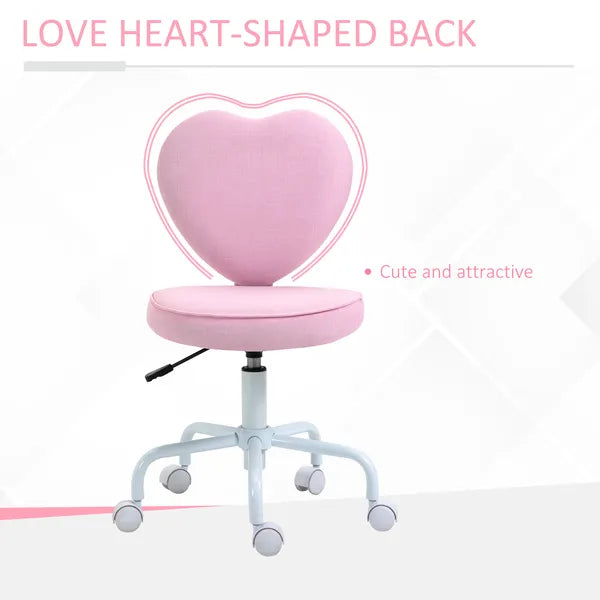HOMCOM Love Shape Swivel Leisure Chair on Wheels Upholstery Home Office Computer Chair Linen Fabric Vanity Seat for Girls Women - product image 5