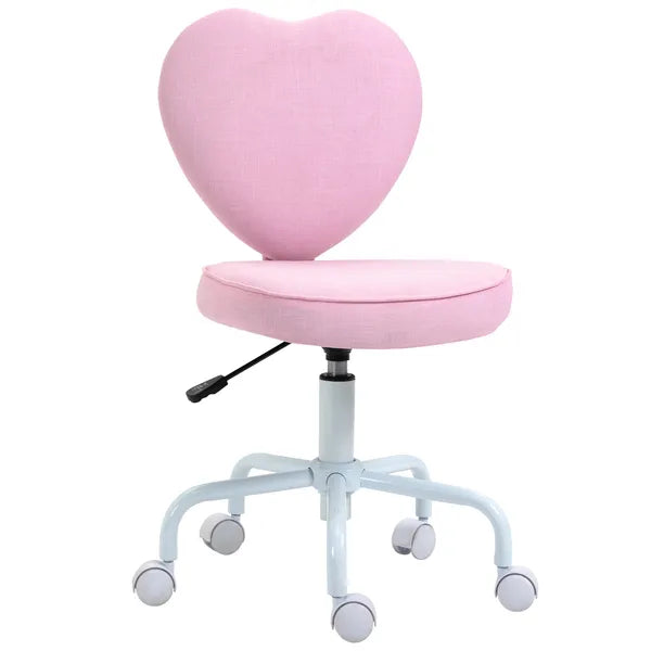 HOMCOM Love Shape Swivel Leisure Chair on Wheels Upholstery Home Office Computer Chair Linen Fabric Vanity Seat for Girls Women - product image 1