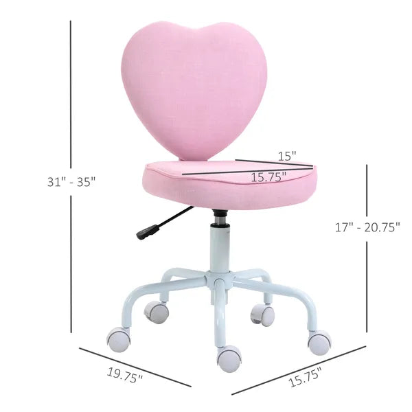 HOMCOM Love Shape Swivel Leisure Chair on Wheels Upholstery Home Office Computer Chair Linen Fabric Vanity Seat for Girls Women - product image 3