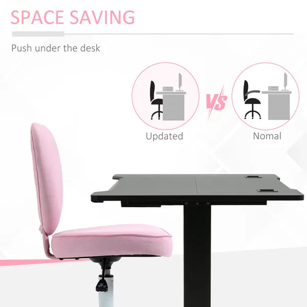 HOMCOM Love Shape Swivel Leisure Chair on Wheels Upholstery Home Office Computer Chair Linen Fabric Vanity Seat for Girls Women - product image 6
