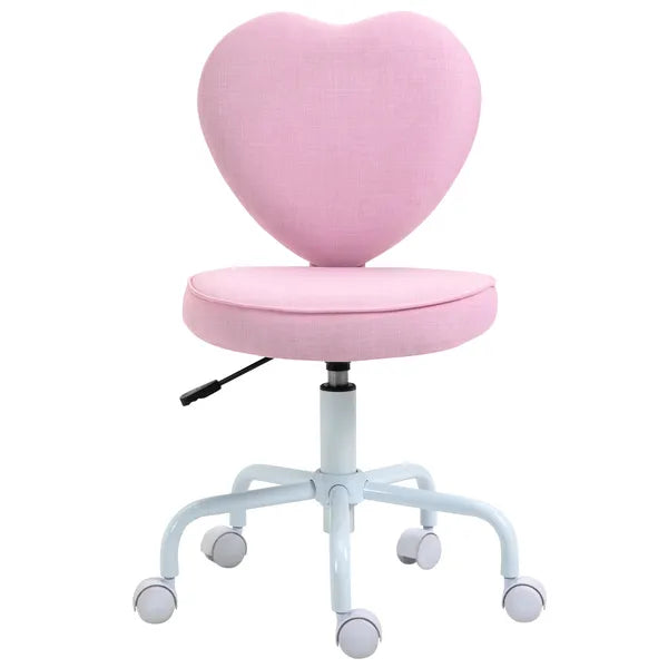 HOMCOM Love Shape Swivel Leisure Chair on Wheels Upholstery Home Office Computer Chair Linen Fabric Vanity Seat for Girls Women - product image 11