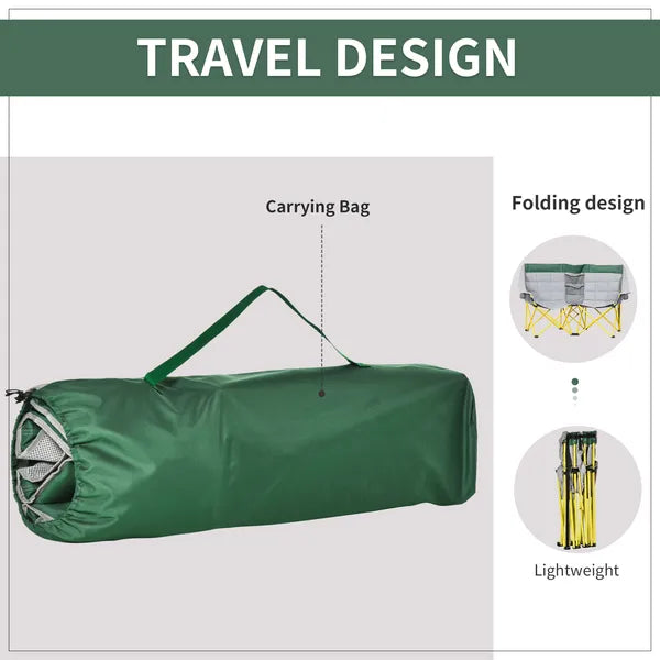2 Person Folding Camping Chair with Carry Bag and Cup Holders, Green - product image 5