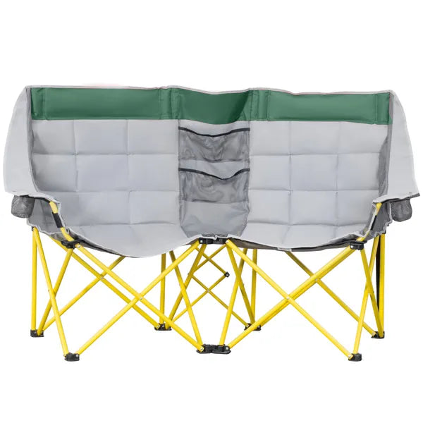 2 Person Folding Camping Chair with Carry Bag and Cup Holders, Green - product image 11