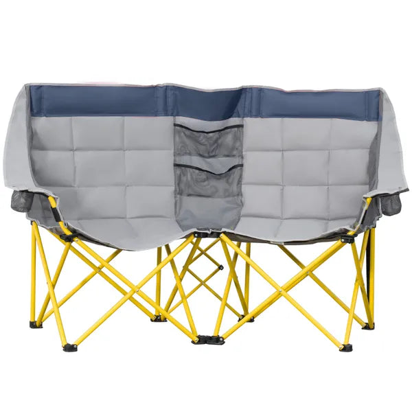 2 Person Folding Camping Chair with Carry Bag and Cup Holders, Navy Blue - product image 11