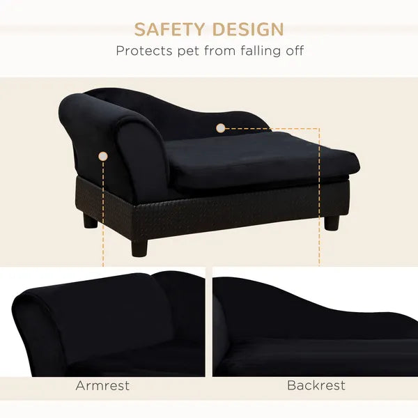 PawHut Luxury Dog Bed for Small Dogs, Hidden Storage, 3" Foam Cushion, Modern Pet Sofa, Black - product image 6