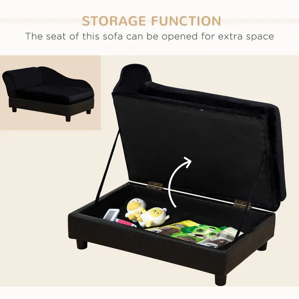 PawHut Luxury Dog Bed for Small Dogs, Hidden Storage, 3" Foam Cushion, Modern Pet Sofa, Black - product image 5