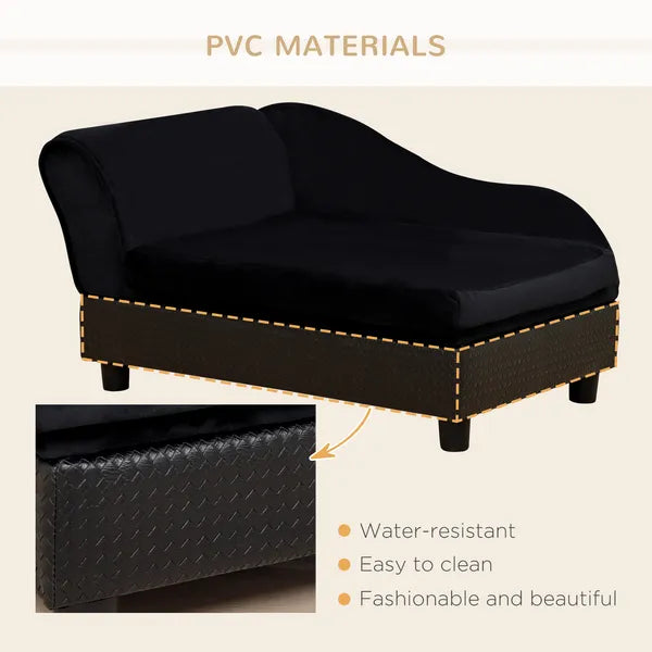 PawHut Luxury Dog Bed for Small Dogs, Hidden Storage, 3" Foam Cushion, Modern Pet Sofa, Black - product image 9
