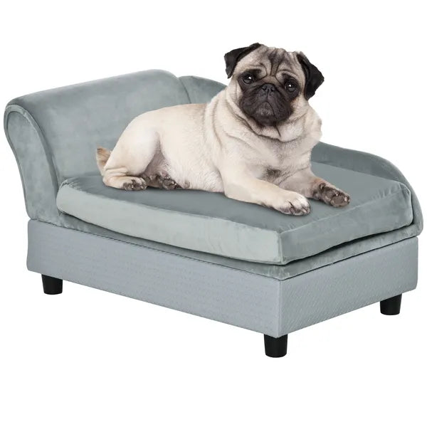 PawHut Luxury Dog Bed for Small Dogs, Hidden Storage, Soft Foam Couch, Modern Pet Furniture, Gray - product image 1