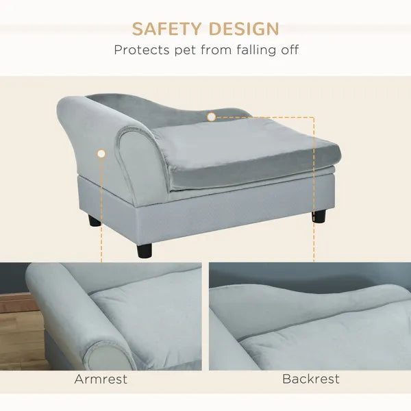 PawHut Luxury Dog Bed for Small Dogs, Hidden Storage, Soft Foam Couch, Modern Pet Furniture, Gray - product image 6